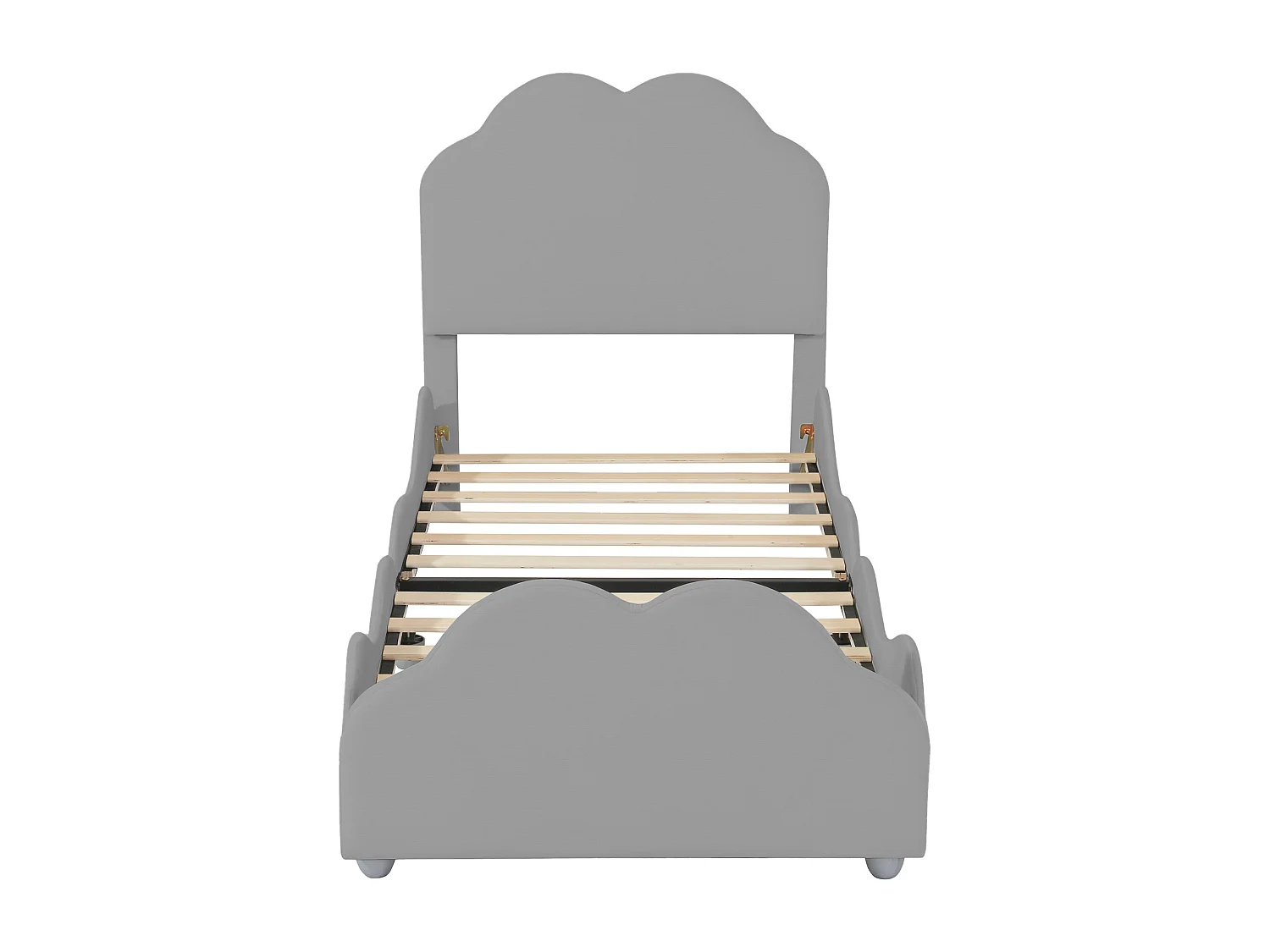 Lit capitonné enfant 90 x 200 cm avec tête de lit - Velours - forme de nuage - Gris