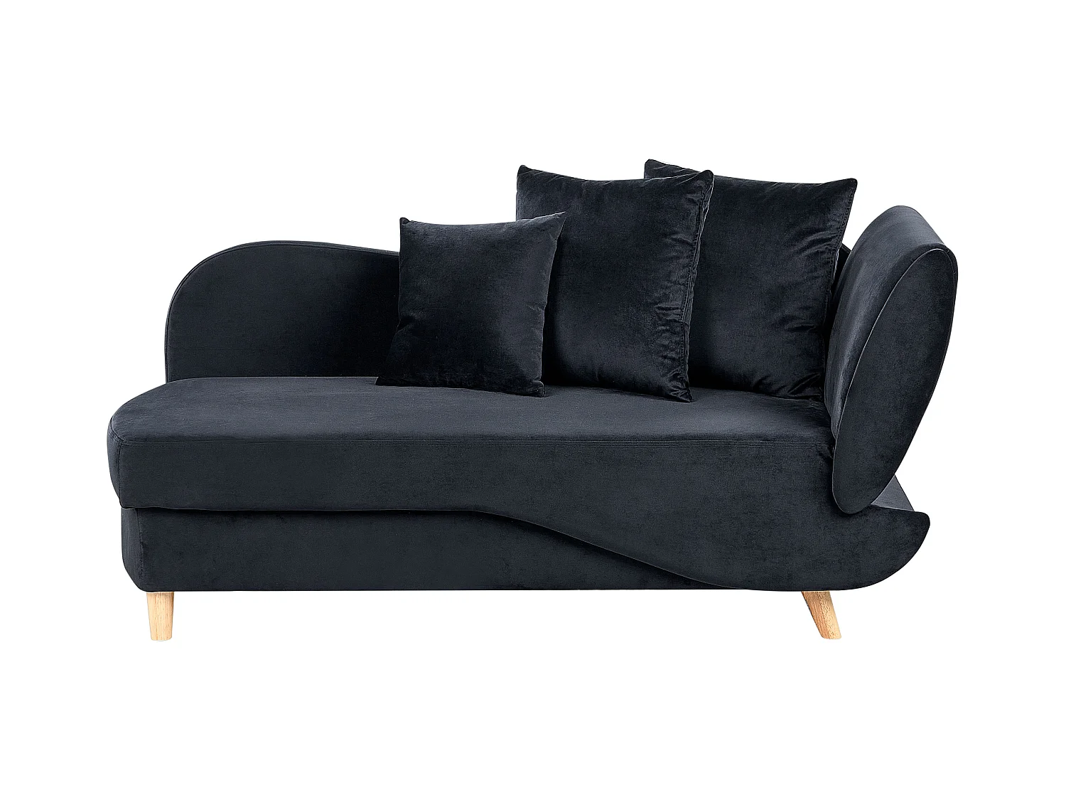Chaise longue côté droit MERI Velours Noir avec rangement