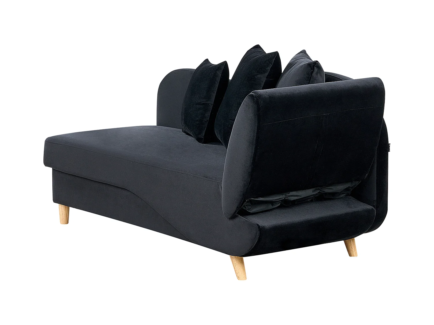 Chaise longue côté droit MERI Velours Noir avec rangement