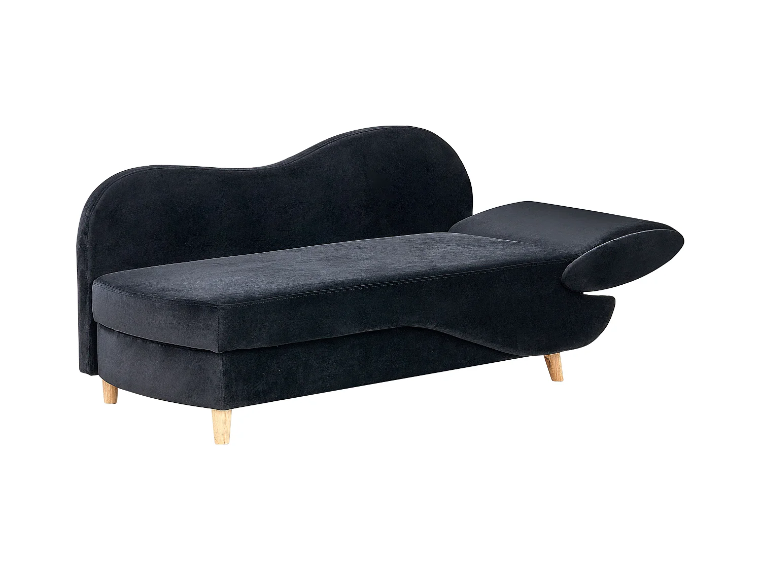 Chaise longue côté droit MERI Velours Noir avec rangement
