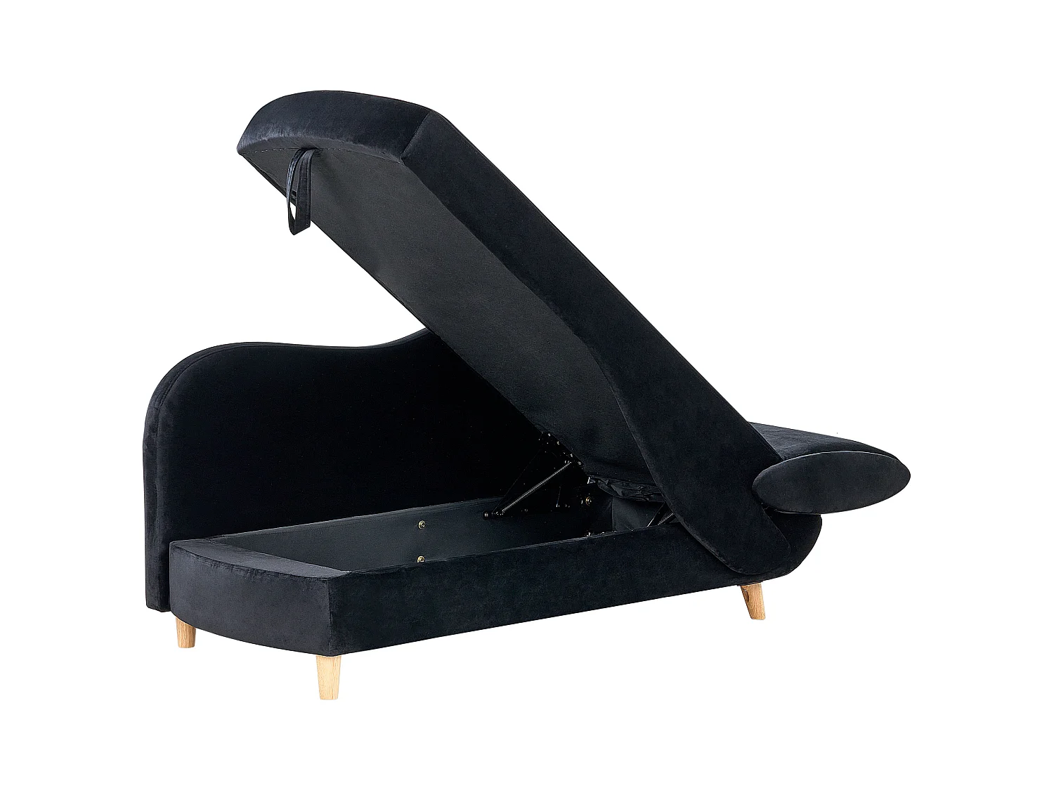 Chaise longue côté droit MERI Velours Noir avec rangement