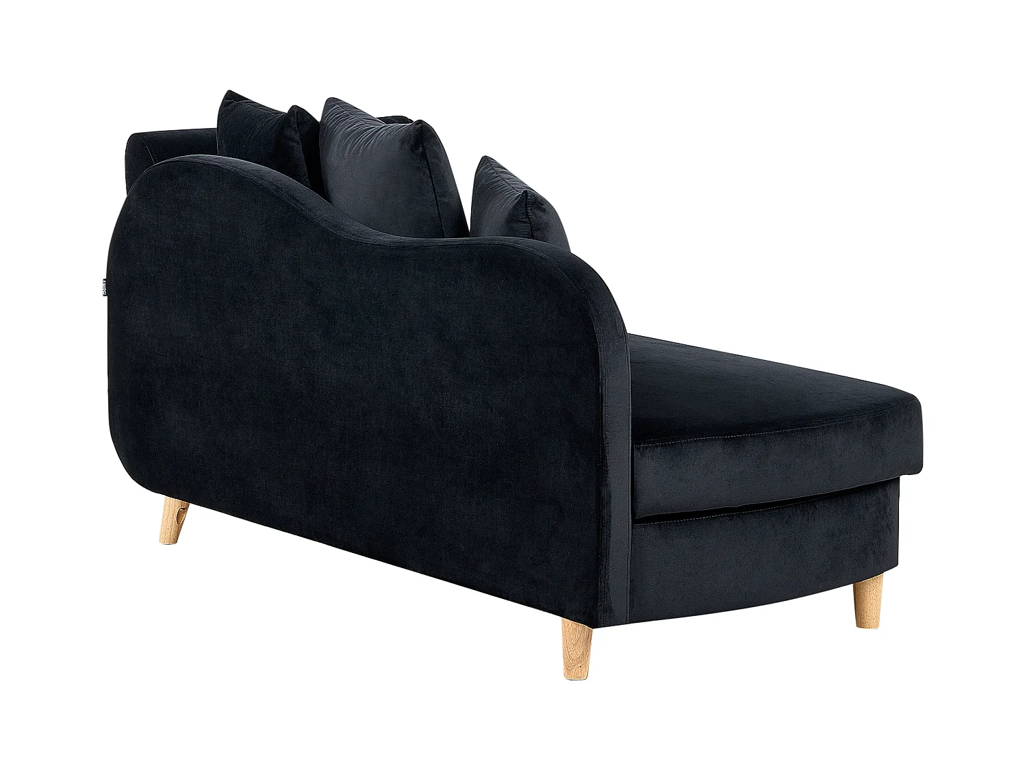 Chaise longue côté droit MERI Velours Noir avec rangement