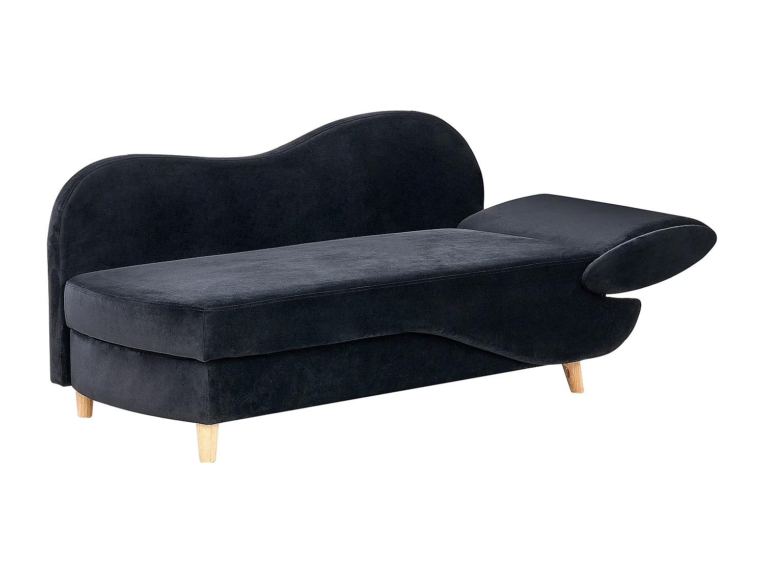Chaise longue côté droit MERI Velours Noir avec rangement