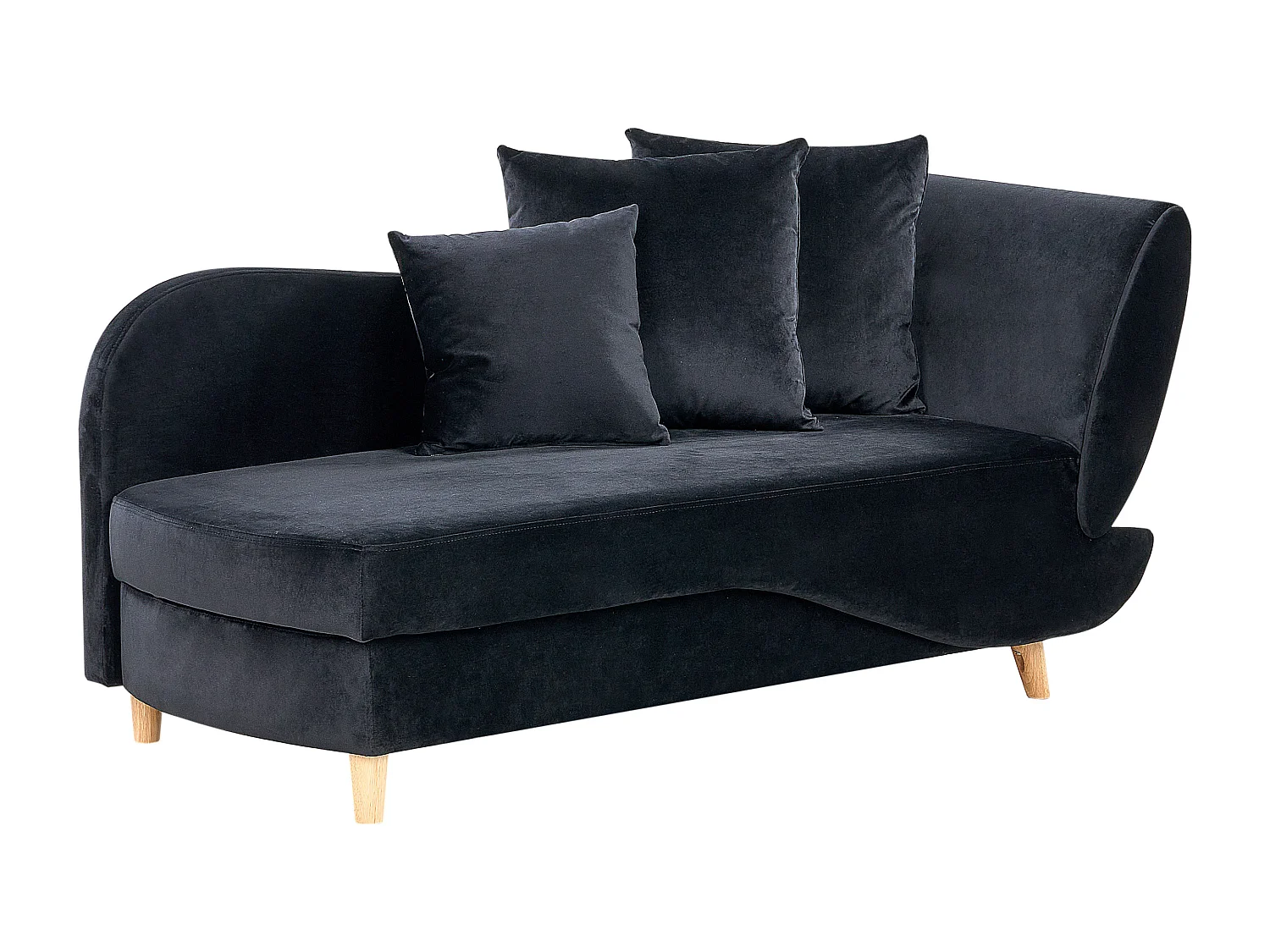 Rechtszijdige chaise longue MERI Fluweel Zwart met opbergruimte
