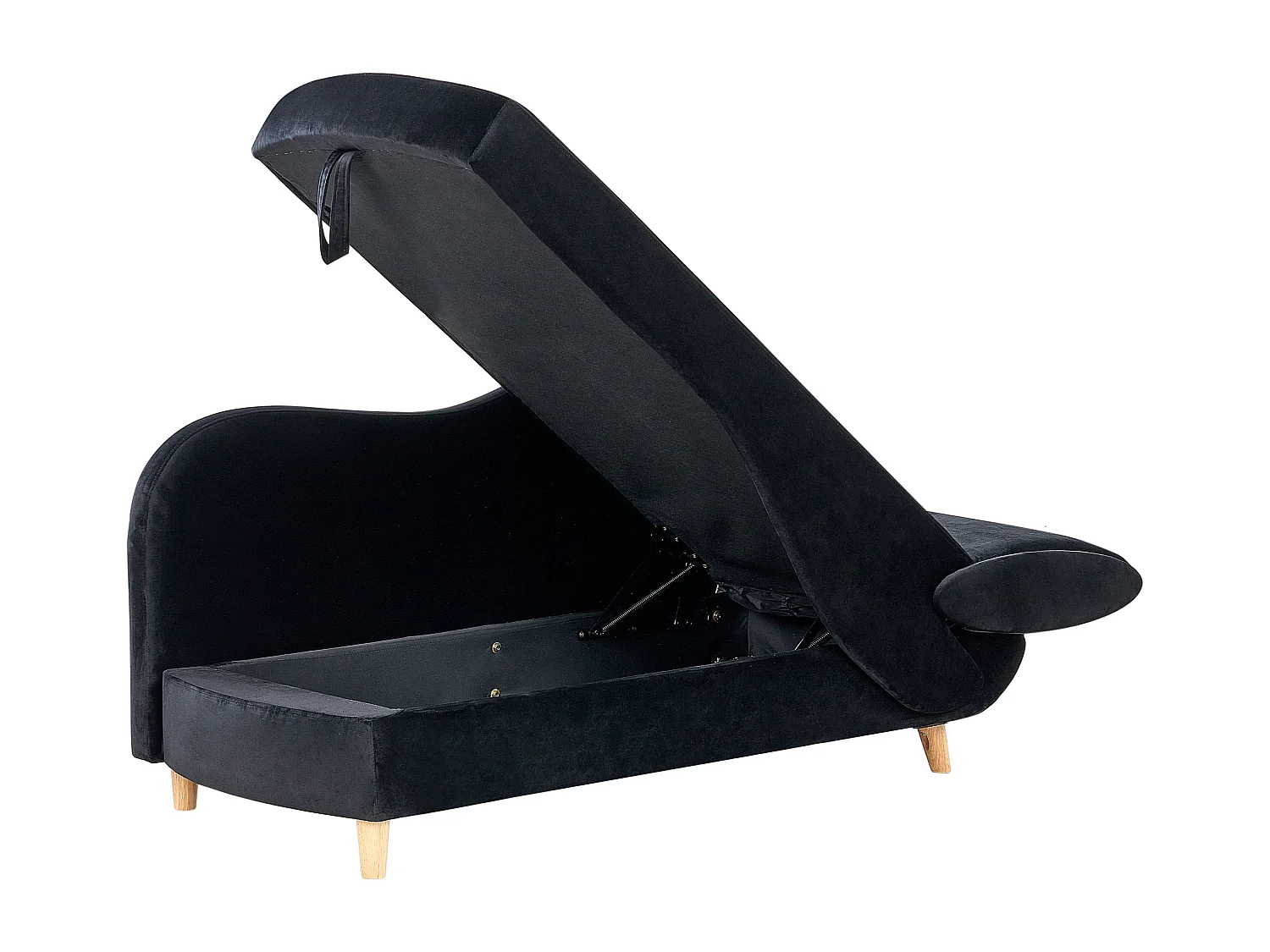 Rechtszijdige chaise longue MERI Fluweel Zwart met opbergruimte