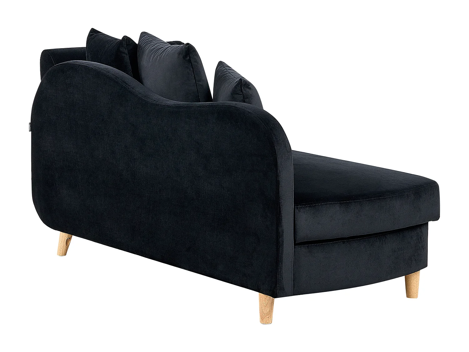 Rechtszijdige chaise longue MERI Fluweel Zwart met opbergruimte