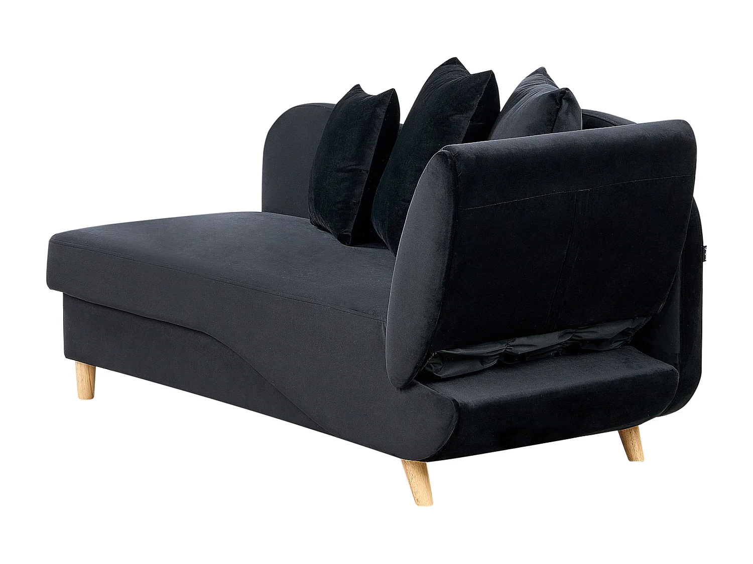 Rechtszijdige chaise longue MERI Fluweel Zwart met opbergruimte