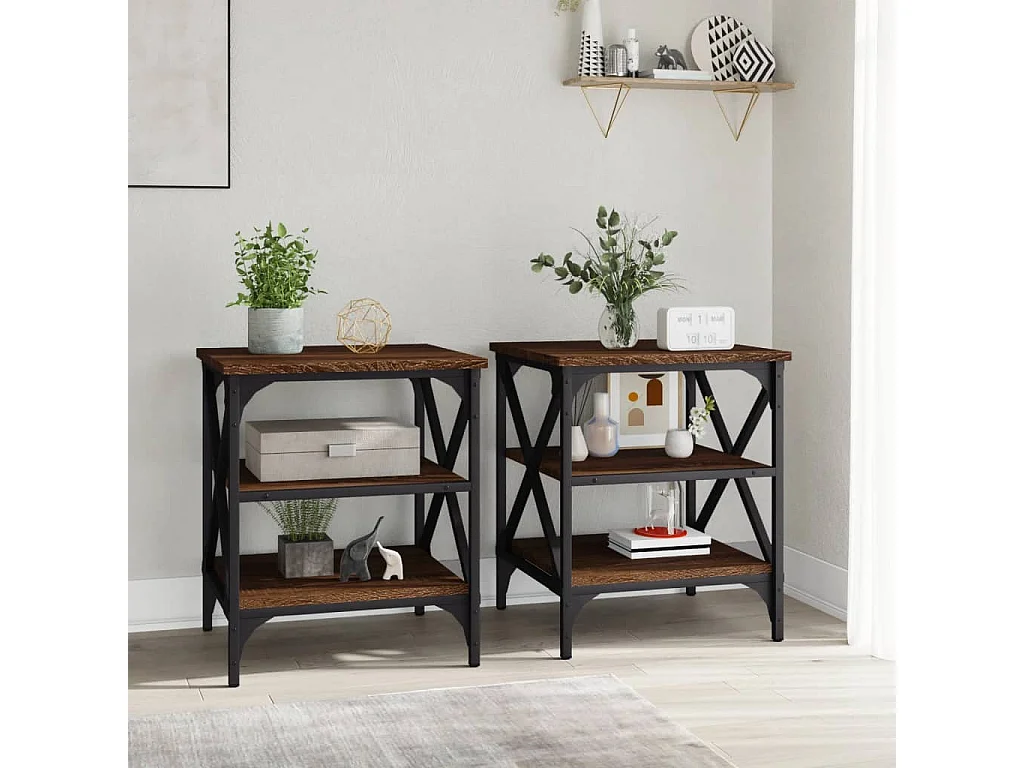 Tables d'appoint 2 pcs Chêne marron 40x42x50 Bois ingénierie