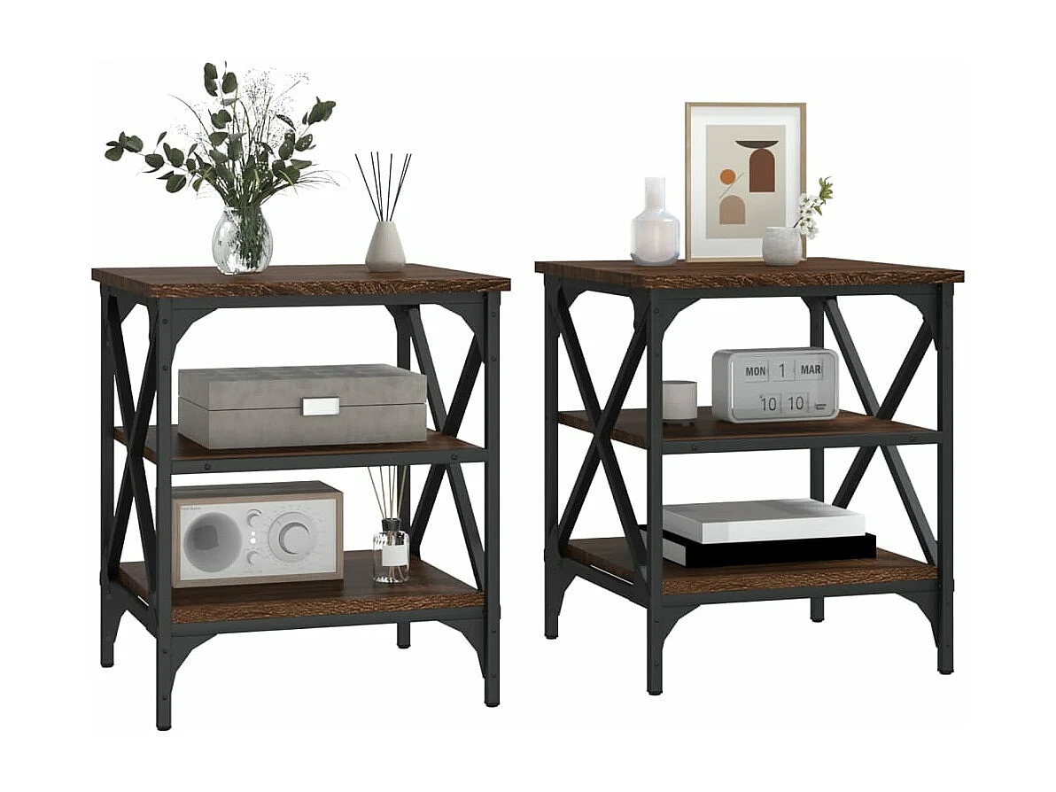 Tables d'appoint 2 pcs Chêne marron 40x42x50 Bois ingénierie