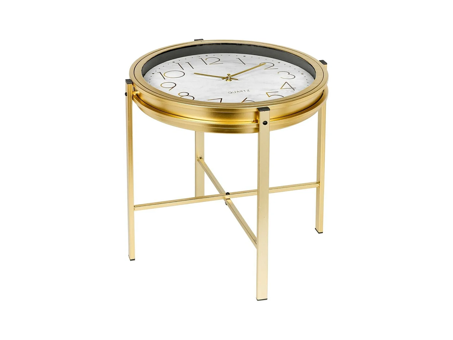 Home&Styling Table d'appoint avec horloge doré