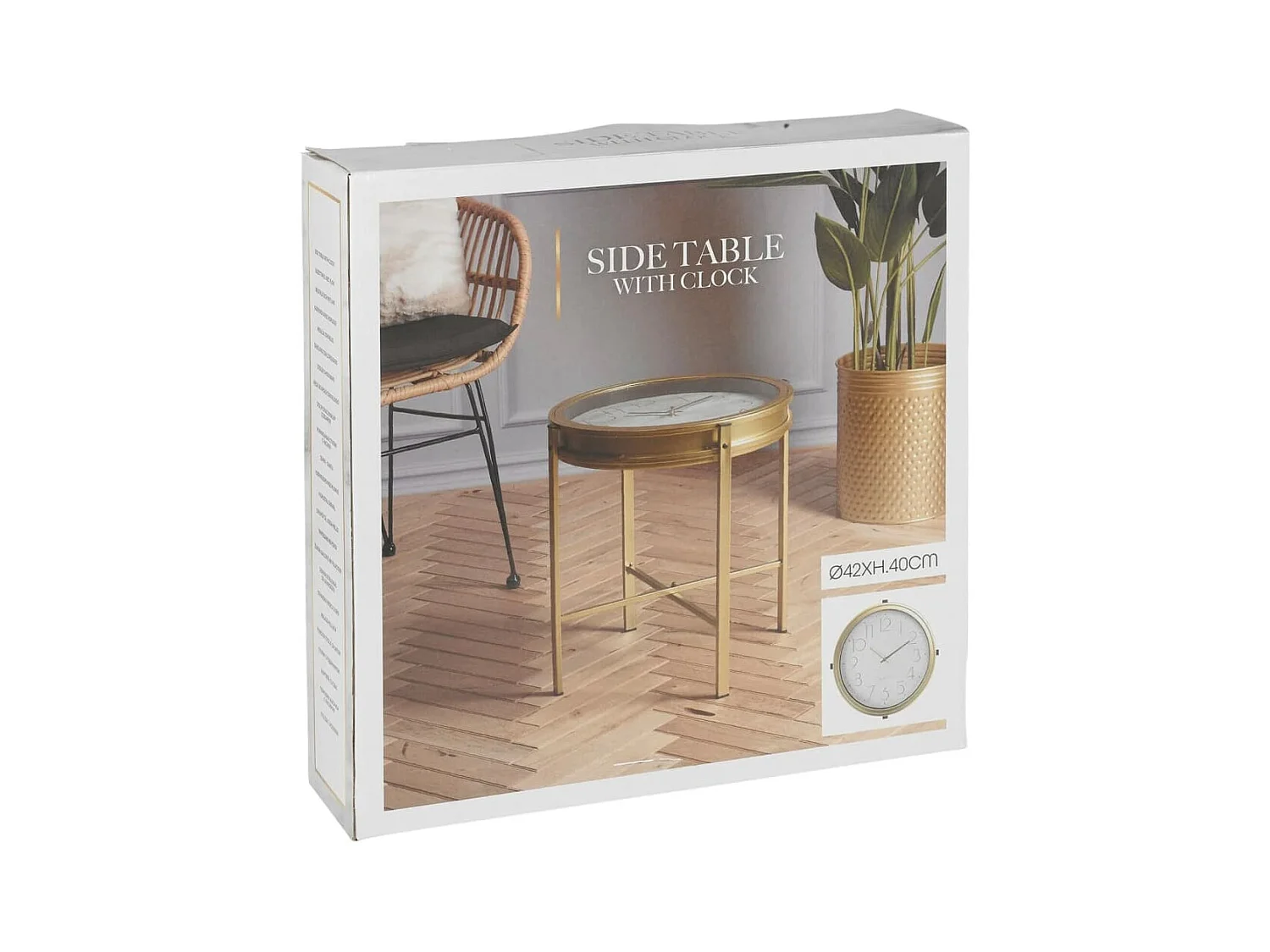 Home&Styling Table d'appoint avec horloge doré