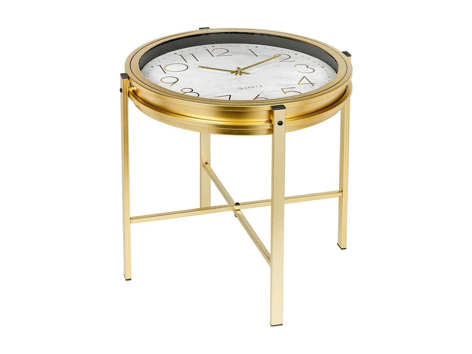 Home&Styling Table d'appoint avec horloge doré
