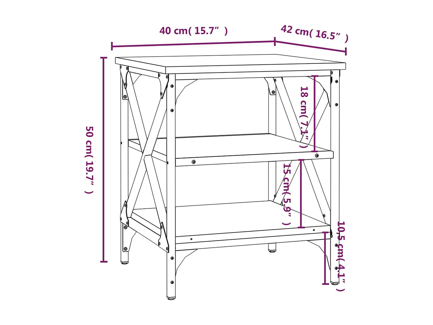 Table d'appoint Sonoma gris 40x42x50 Bois d'ingénierie