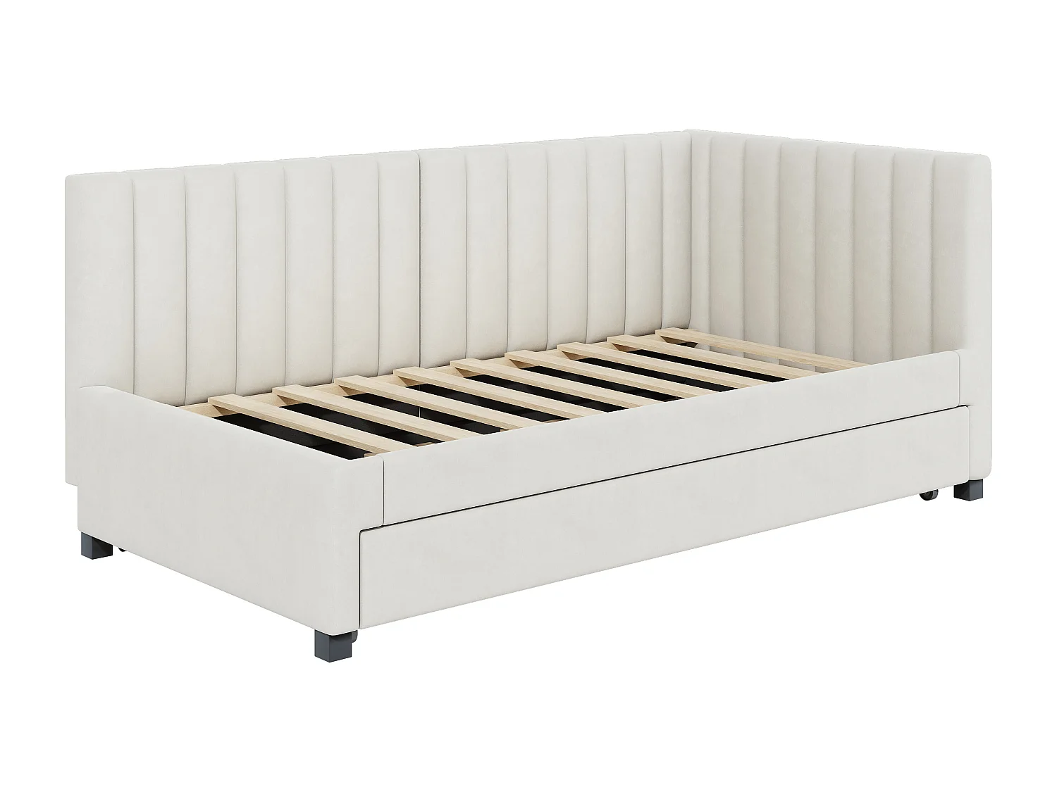 Cama nido 90 x 190/200 cm - sofá cama de terciopelo - somier - beige