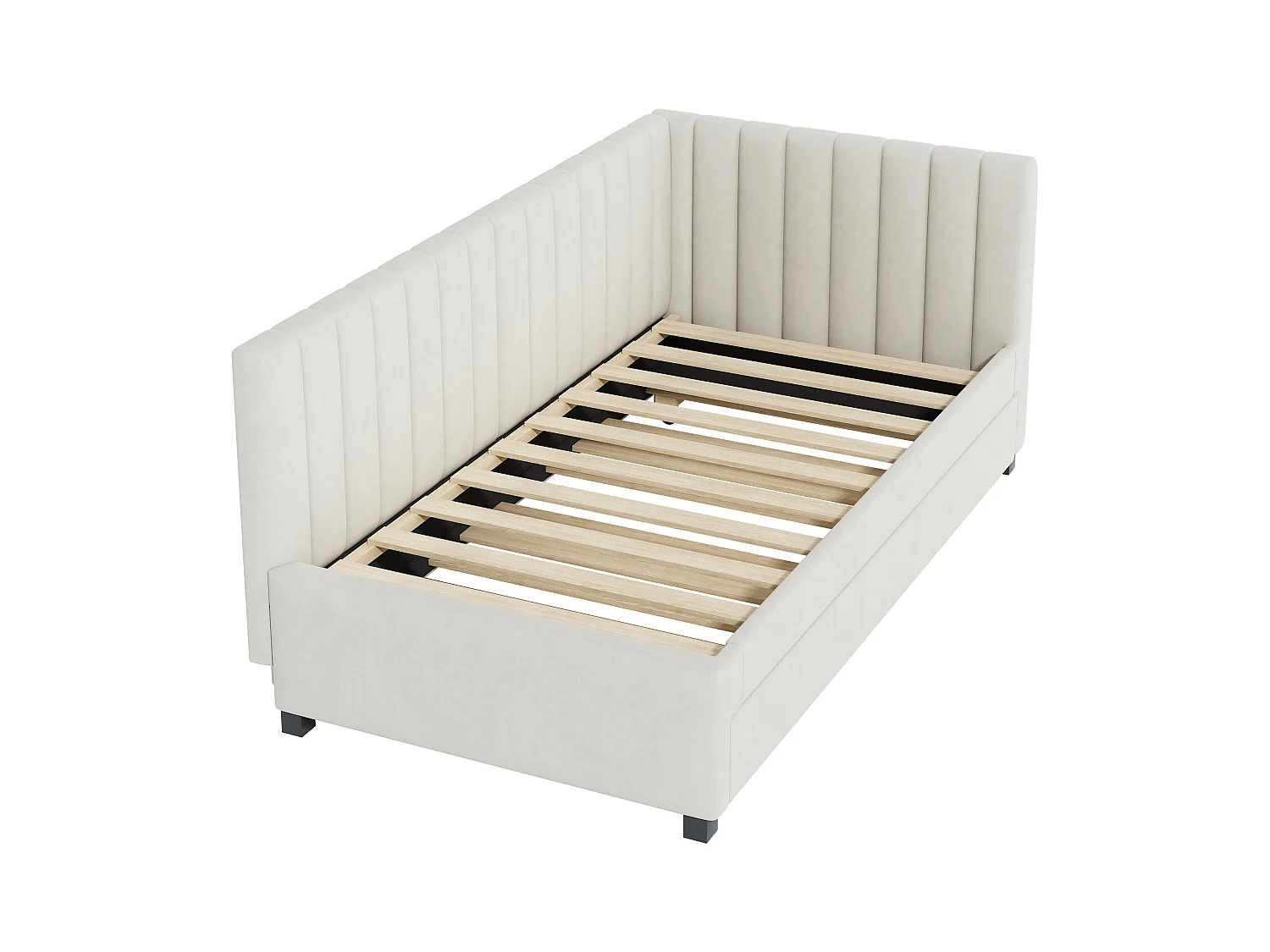 Ausziehbett 90 x 190/200 cm – Schlafsofa aus Samt – Lattenrost – Beige