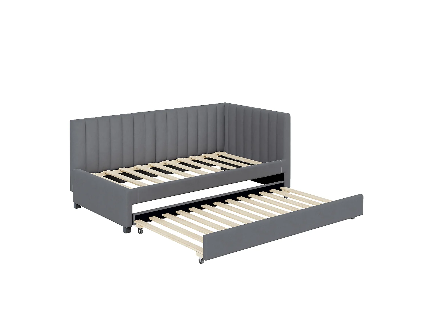 Ausziehbett 90 x 190/200 cm – Schlafsofa aus Samt – Lattenrost – Grau