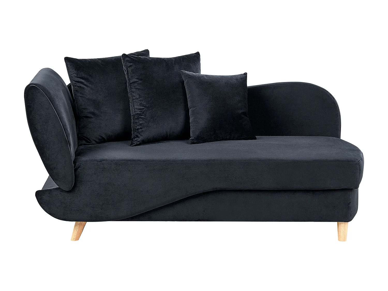 Chaise longue côté droite MERI Velours Noir avec rangement