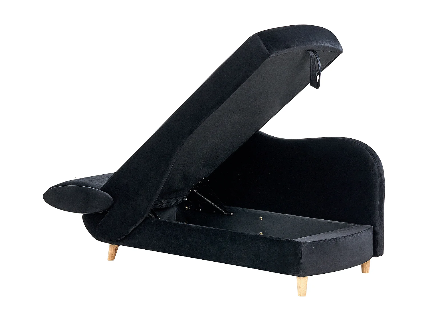 Chaise longue côté droite MERI Velours Noir avec rangement