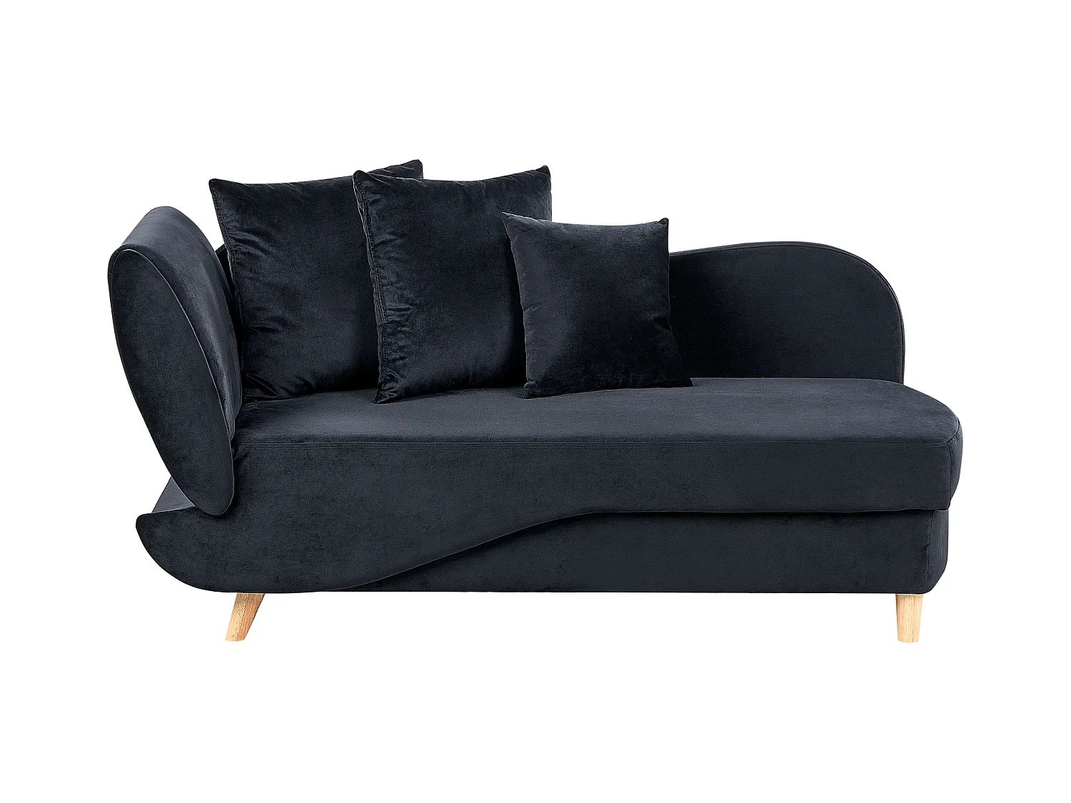 Linkszijdige chaise longue MERI Fluweel Zwart met opbergruimte