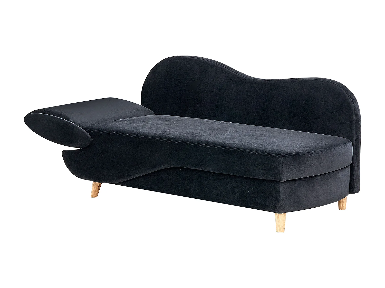 Chaise longue versione sinistra MERI Velluto Nero con contenitore