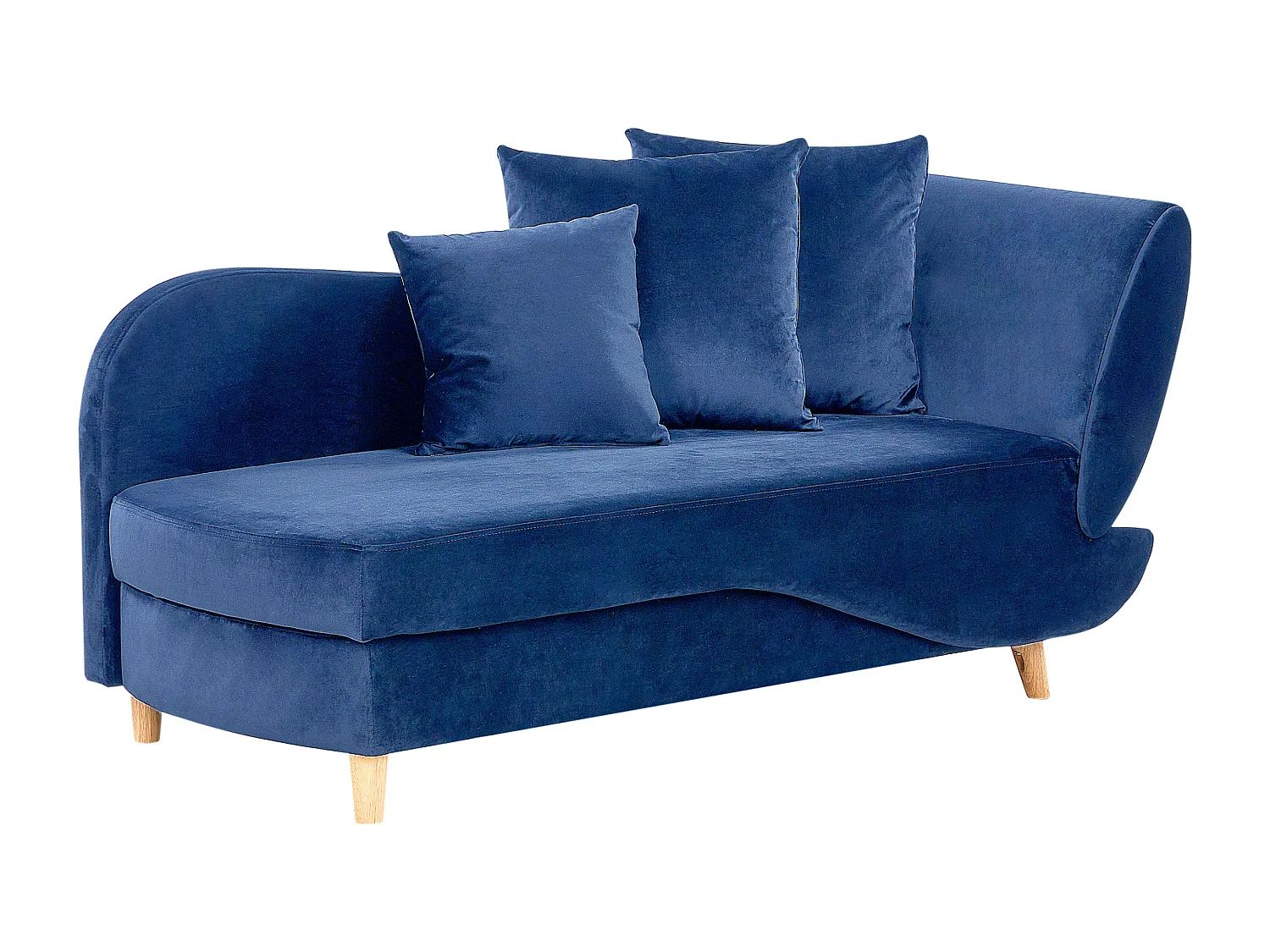 Chaise longue côté droit MERI Velours Bleu marine avec rangement
