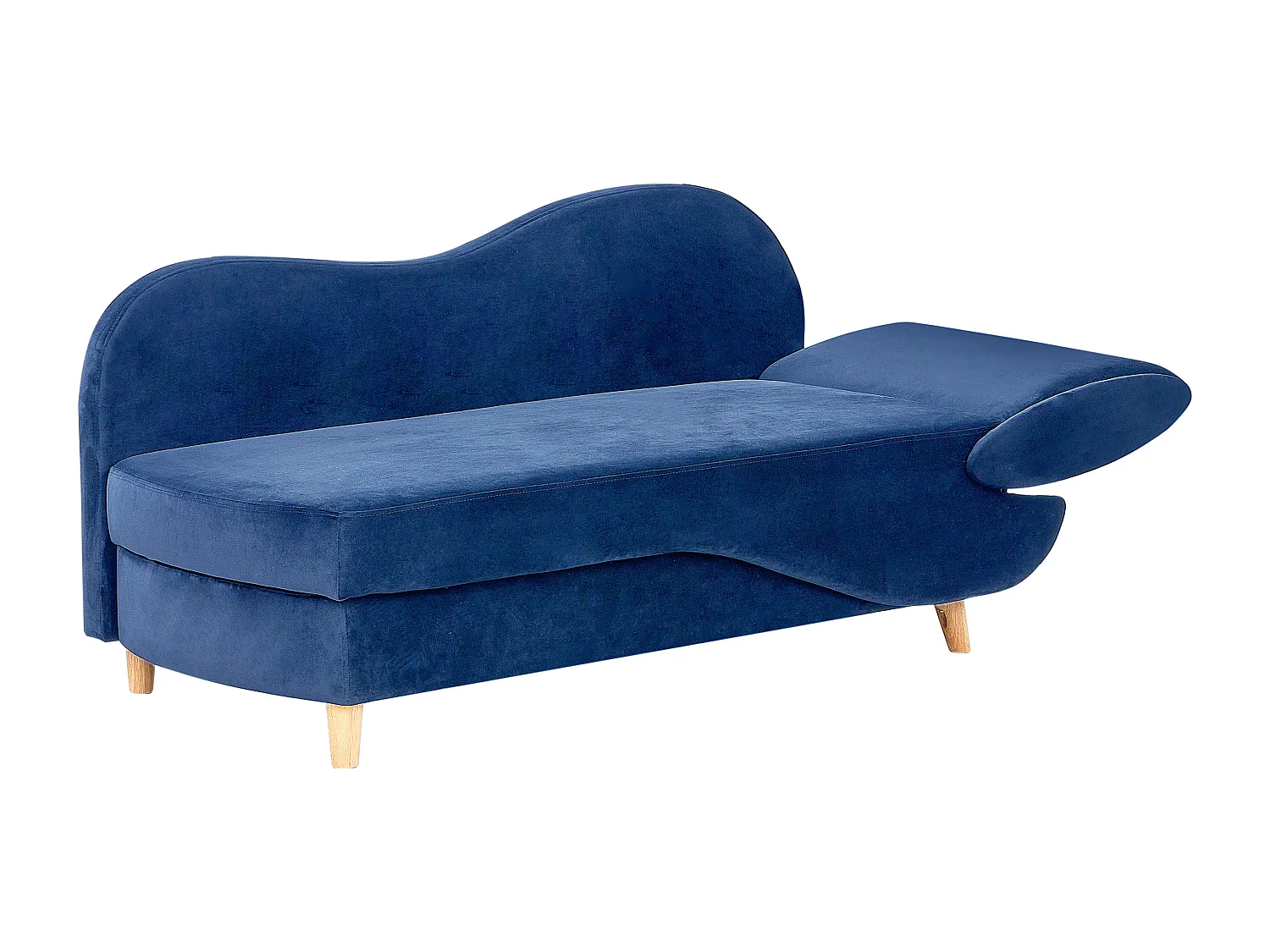 Chaise longue côté droit MERI Velours Bleu marine avec rangement