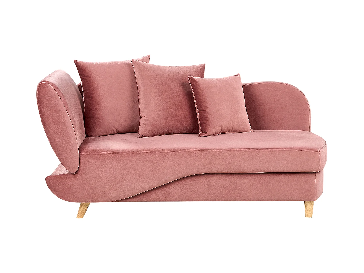 Linkszijdige chaise longue MERI Fluweel Roze met opbergruimte