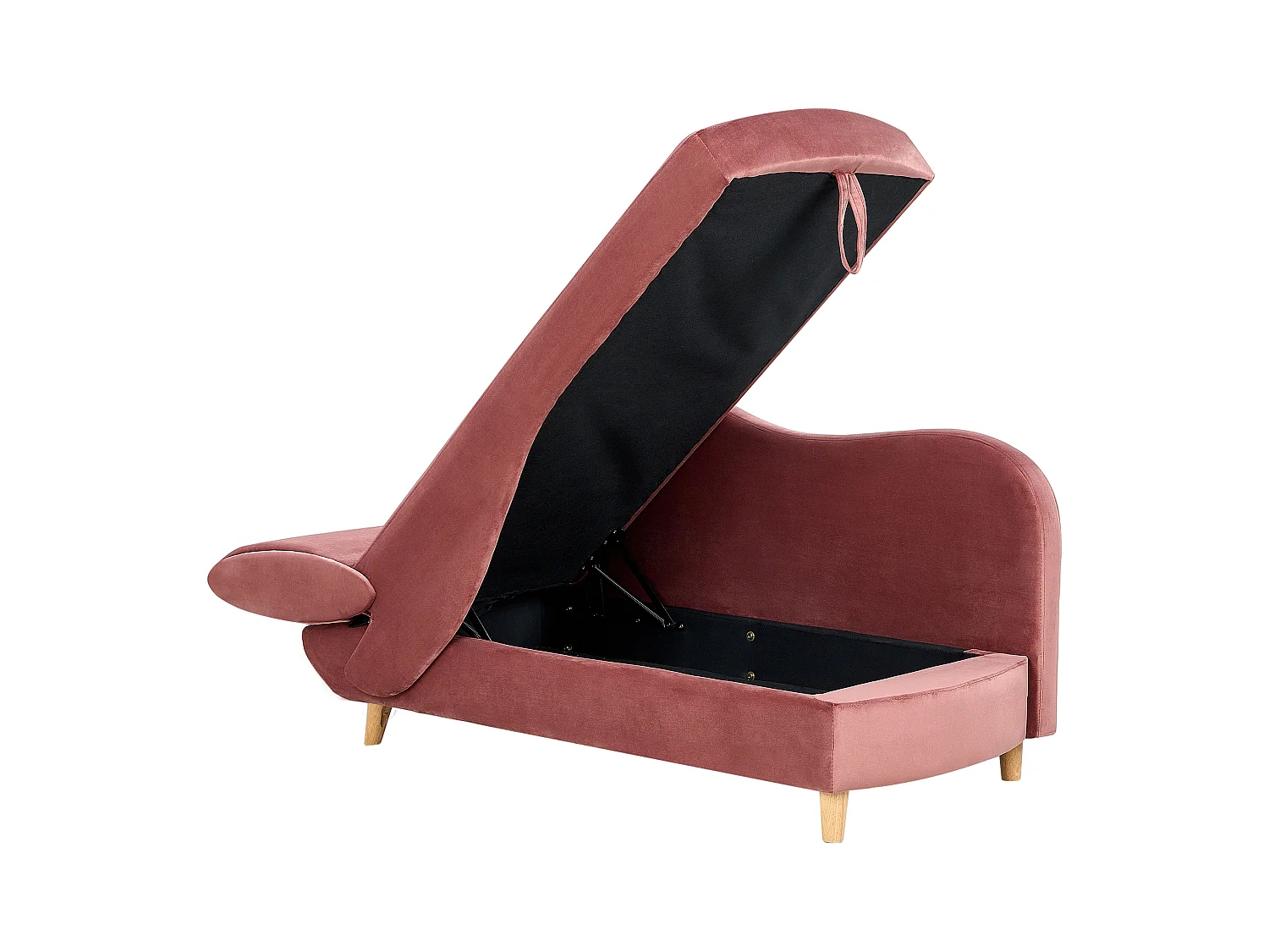 Chaise longue côté droite MERI Velours Rose avec rangement