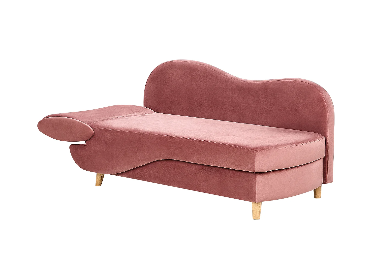 Chaise longue côté droite MERI Velours Rose avec rangement