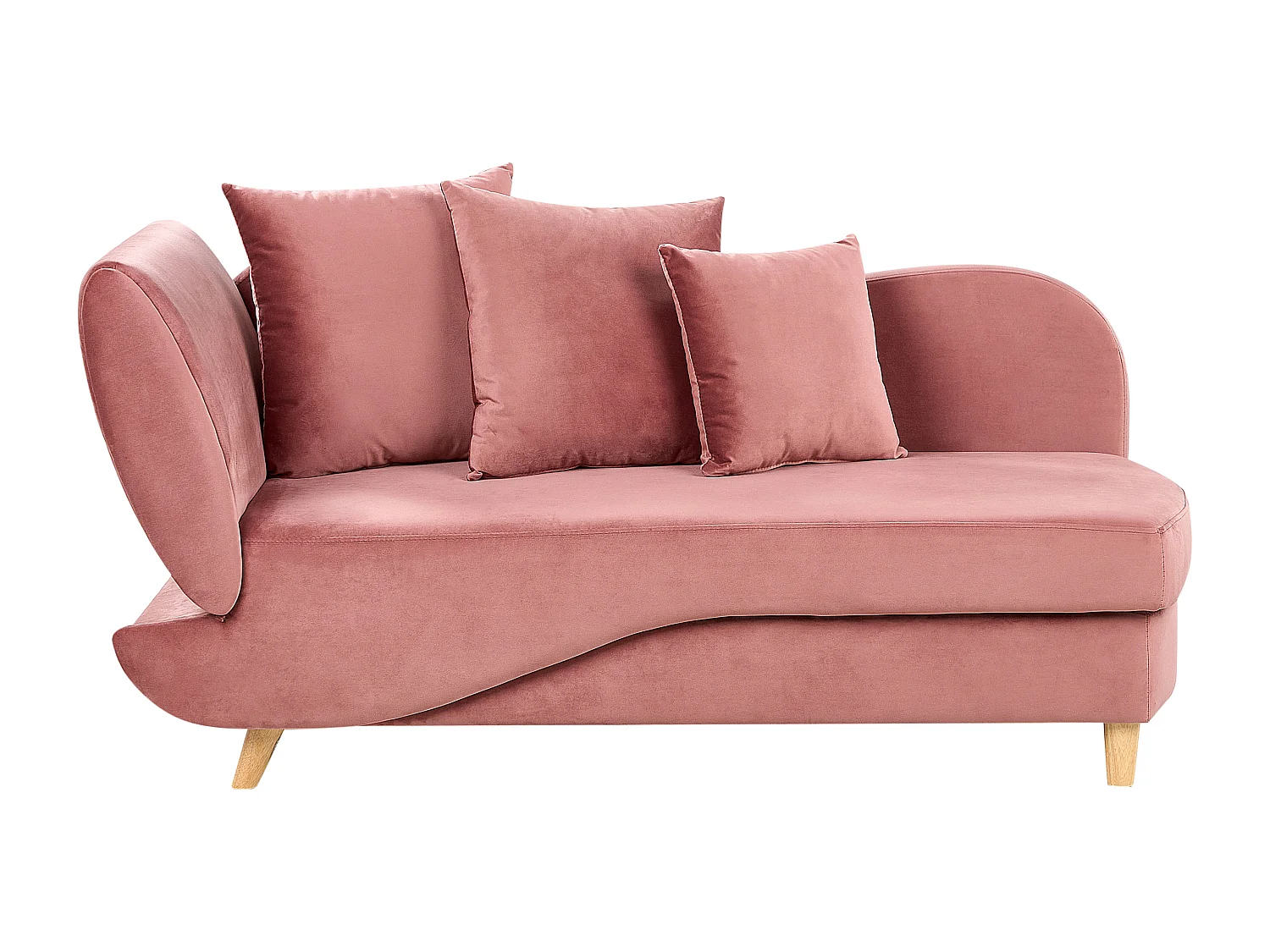 Chaise longue côté droite MERI Velours Rose avec rangement