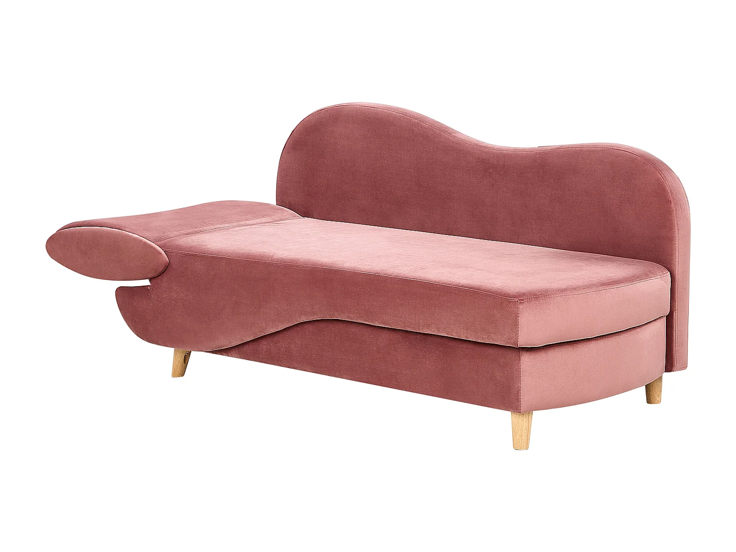 Chaise longue côté droite MERI Velours Rose avec rangement