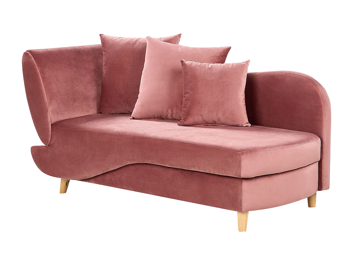 Chaise longue côté gauche MERI Velours Rose avec rangement