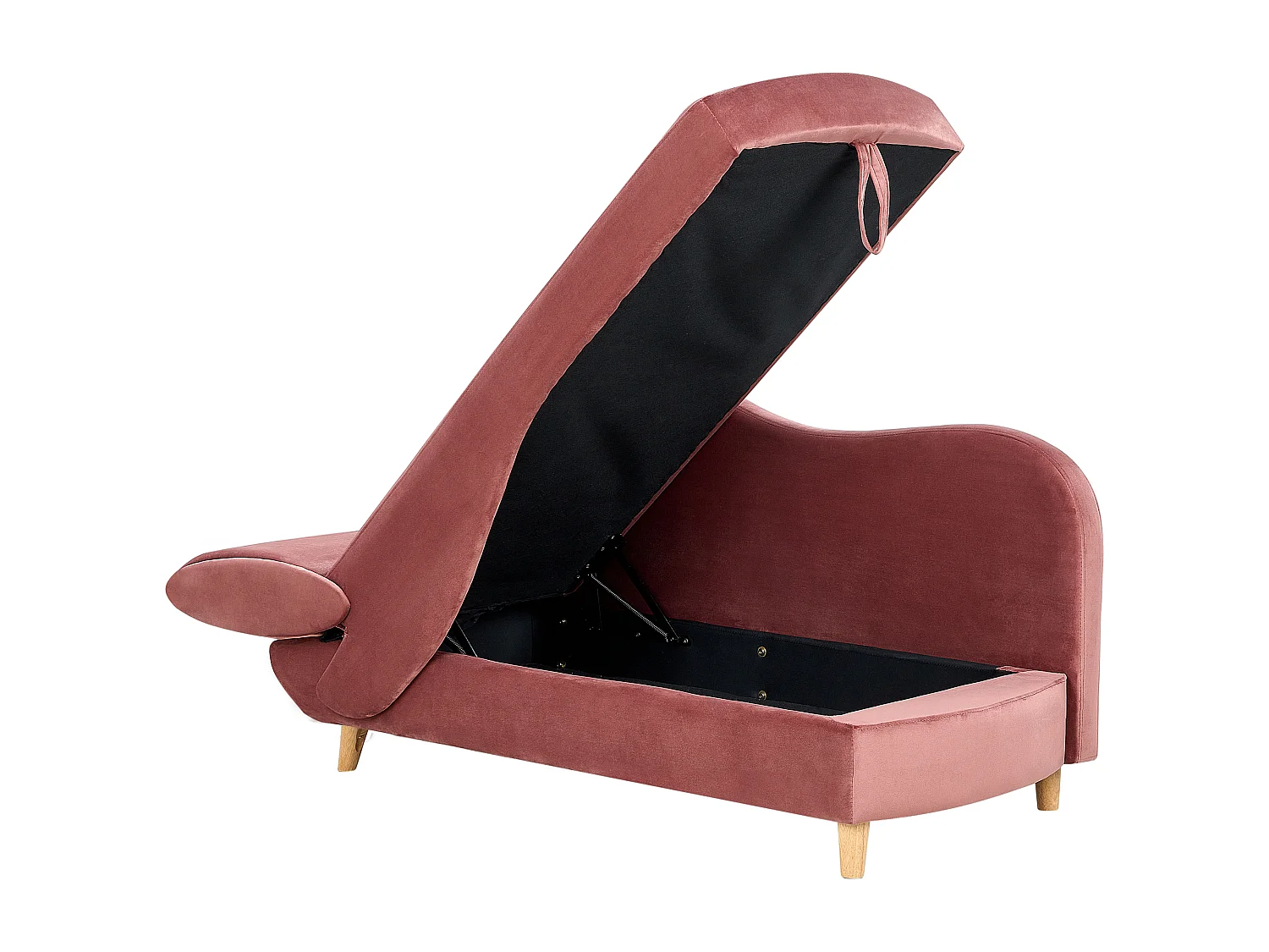 Chaise longue côté gauche MERI Velours Rose avec rangement
