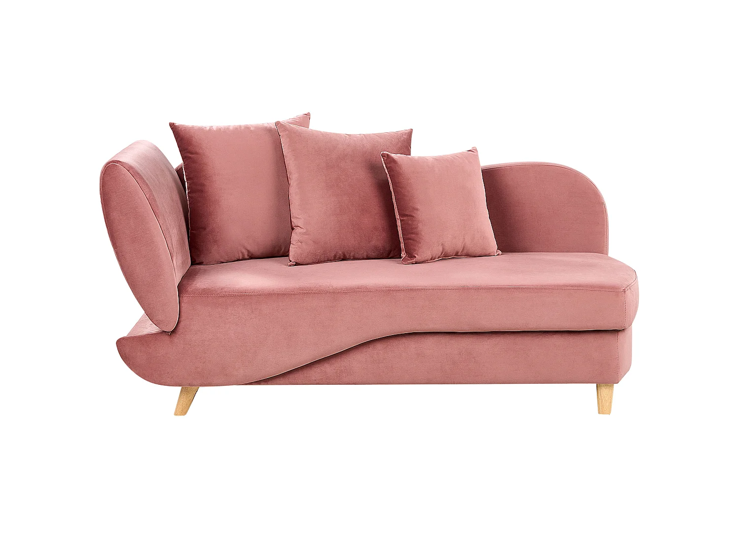 Chaise longue côté gauche MERI Velours Rose avec rangement