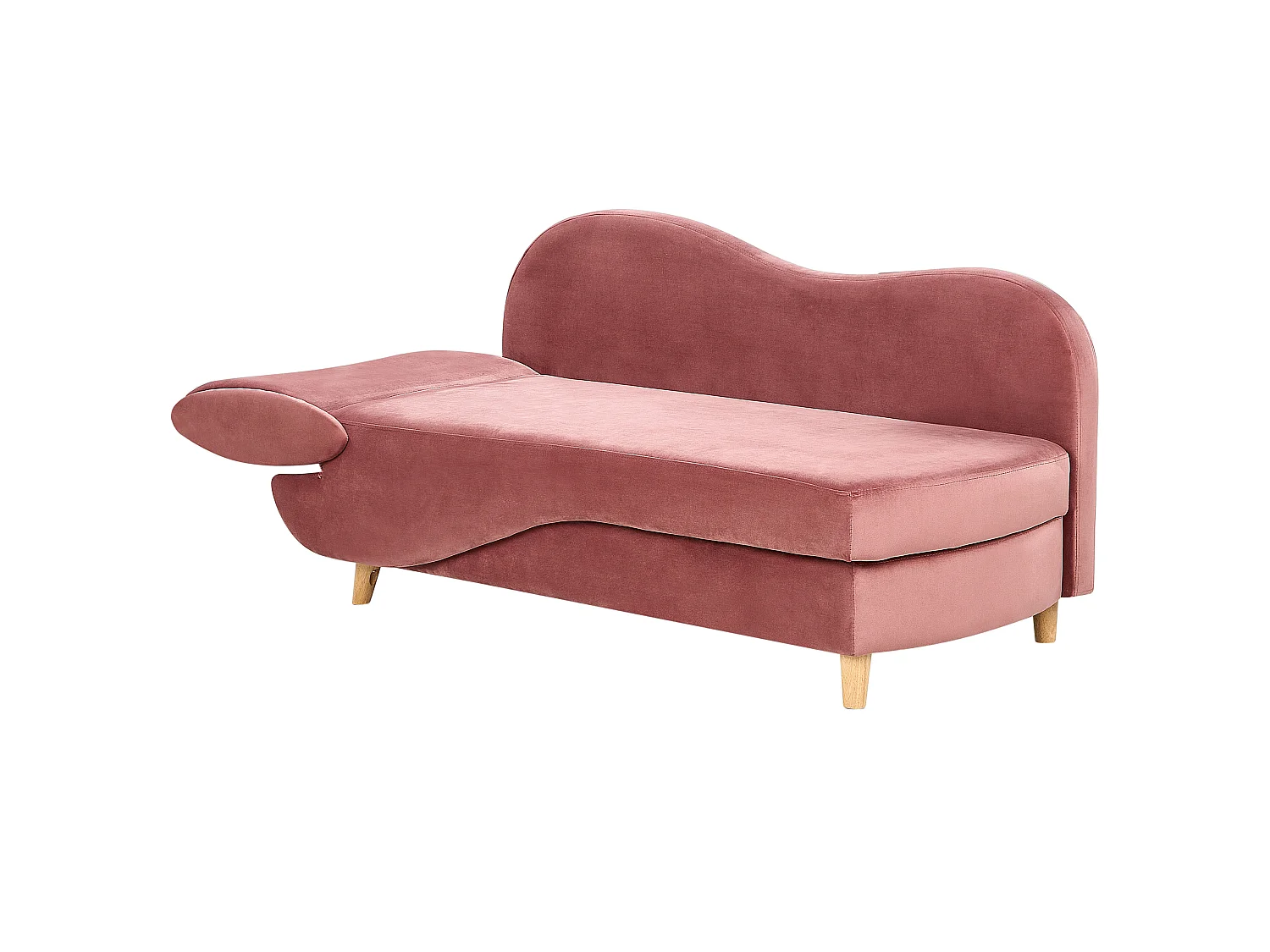 Chaise longue côté gauche MERI Velours Rose avec rangement