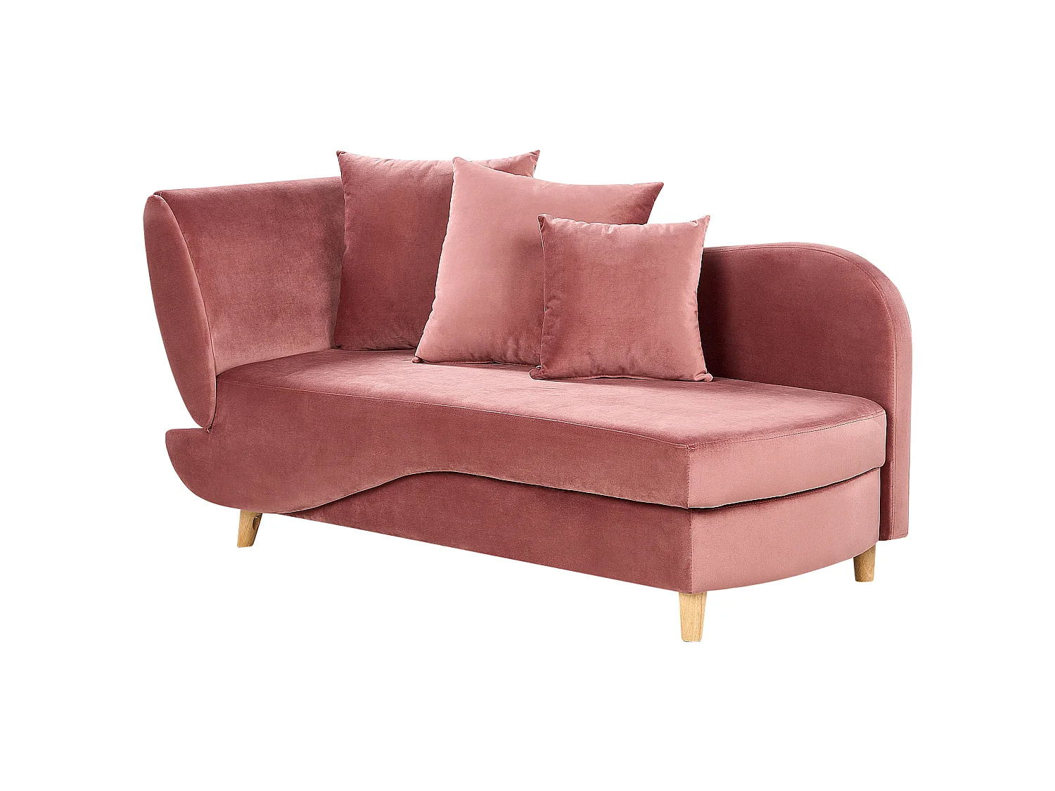 Chaise longue côté gauche MERI Velours Rose avec rangement
