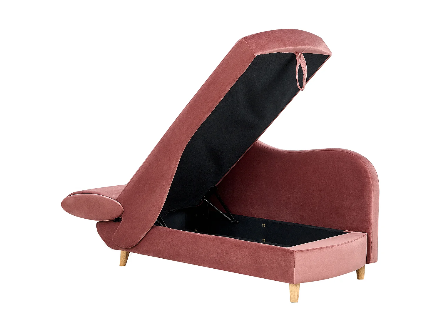 Chaise longue côté gauche MERI Velours Rose avec rangement