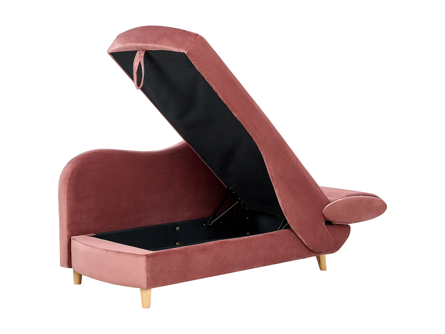 Rechtszijdige chaise longue MERI Fluweel Roze met opbergruimte