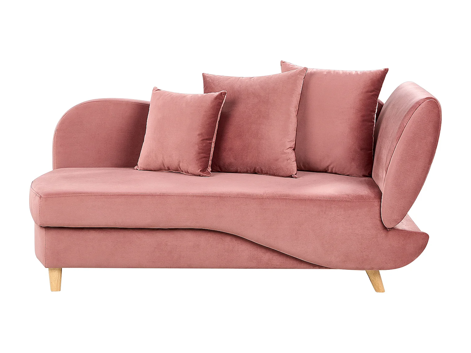 Rechtszijdige chaise longue MERI Fluweel Roze met opbergruimte