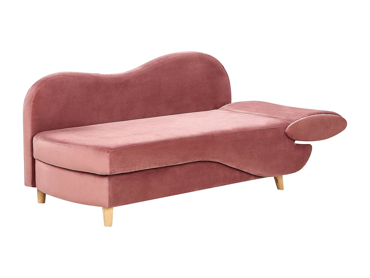 Rechtszijdige chaise longue MERI Fluweel Roze met opbergruimte