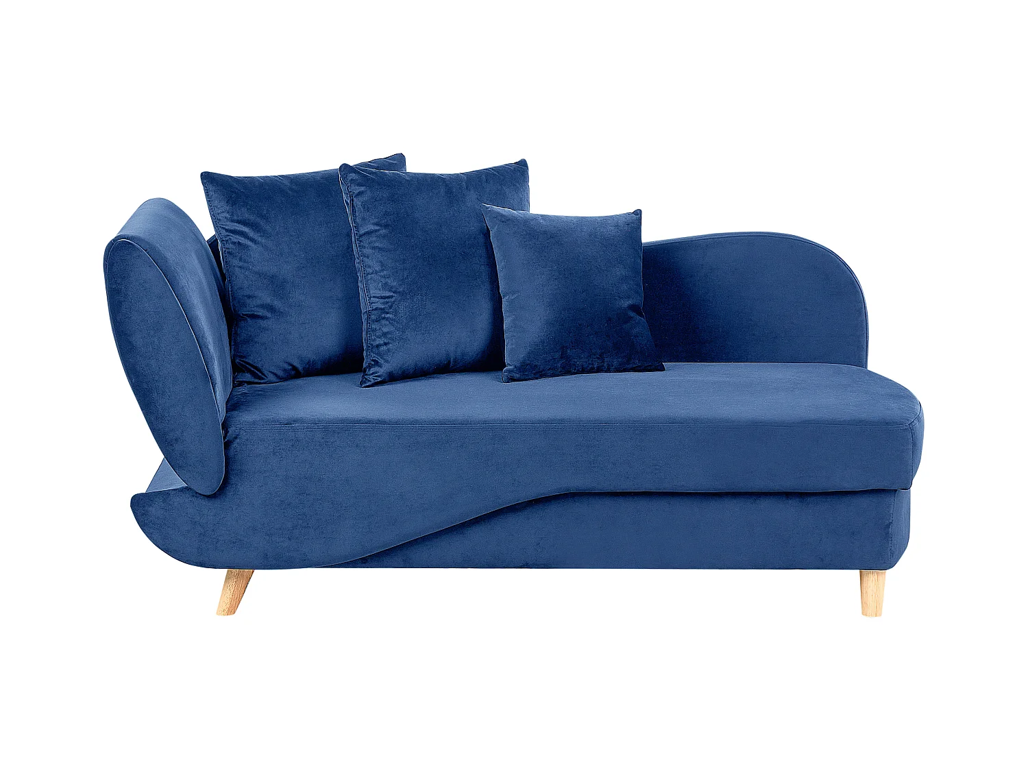 Linkszijdige chaise longue MERI Fluweel Marineblauw met opbergruimte