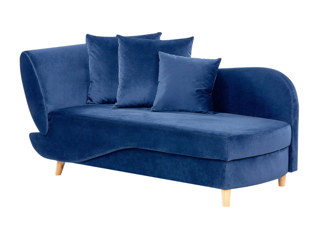 vente unique Chaise longue côté droite en velours bleu MERI II