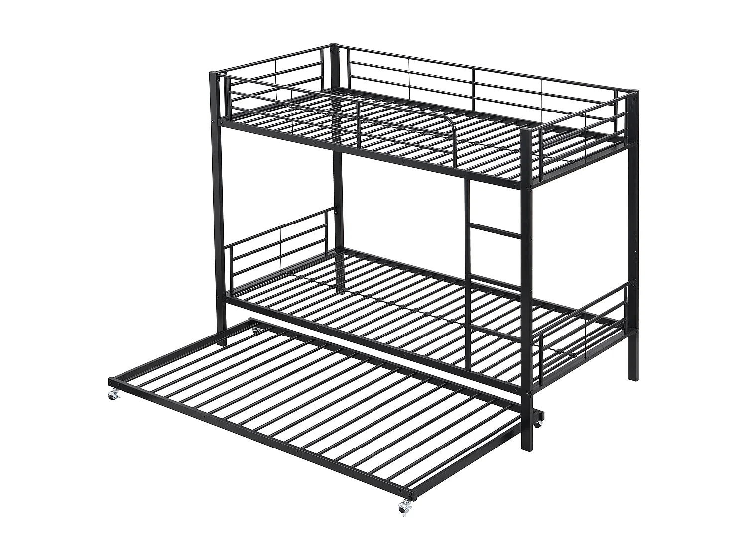 Beliches 2 x 90 x 200 cm + cama com gavetão 90 x 190 cm - metal - preto