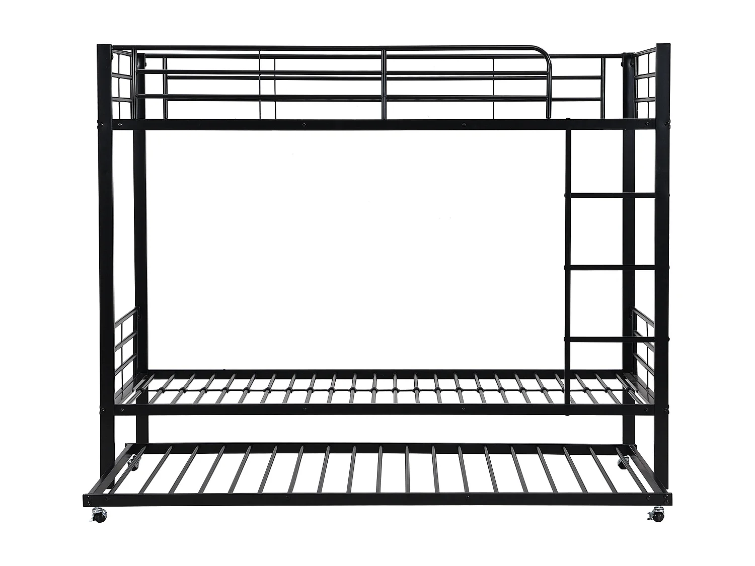 Letti a castello 2 x 90 x 200 cm + letto estraibile 90 x 190 cm - metallo - nero