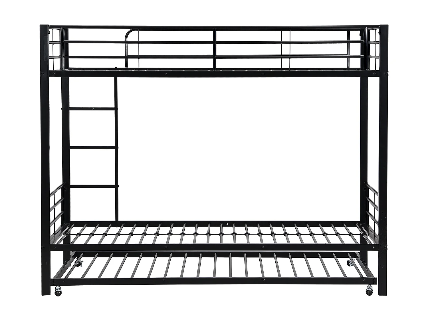 Letti a castello 2 x 90 x 200 cm + letto estraibile 90 x 190 cm - metallo - nero