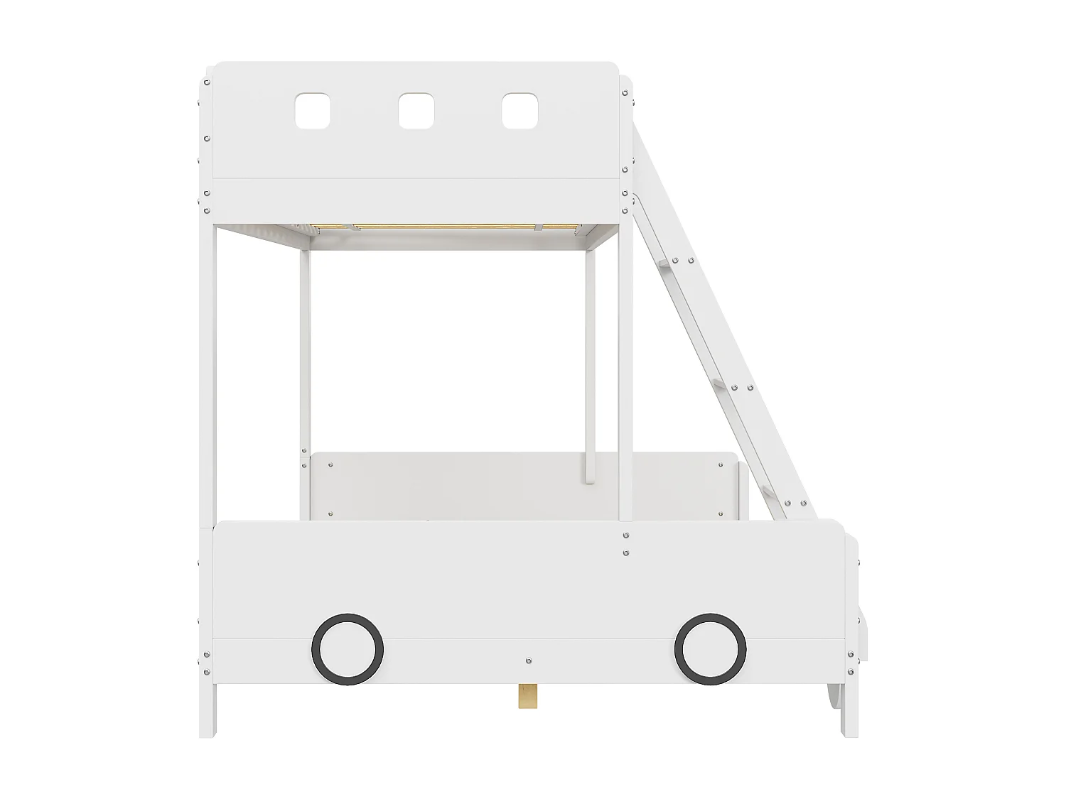 Lits superposés 90 x 200 cm + 140 x 200 cm avec échelle - bois massif - blanc