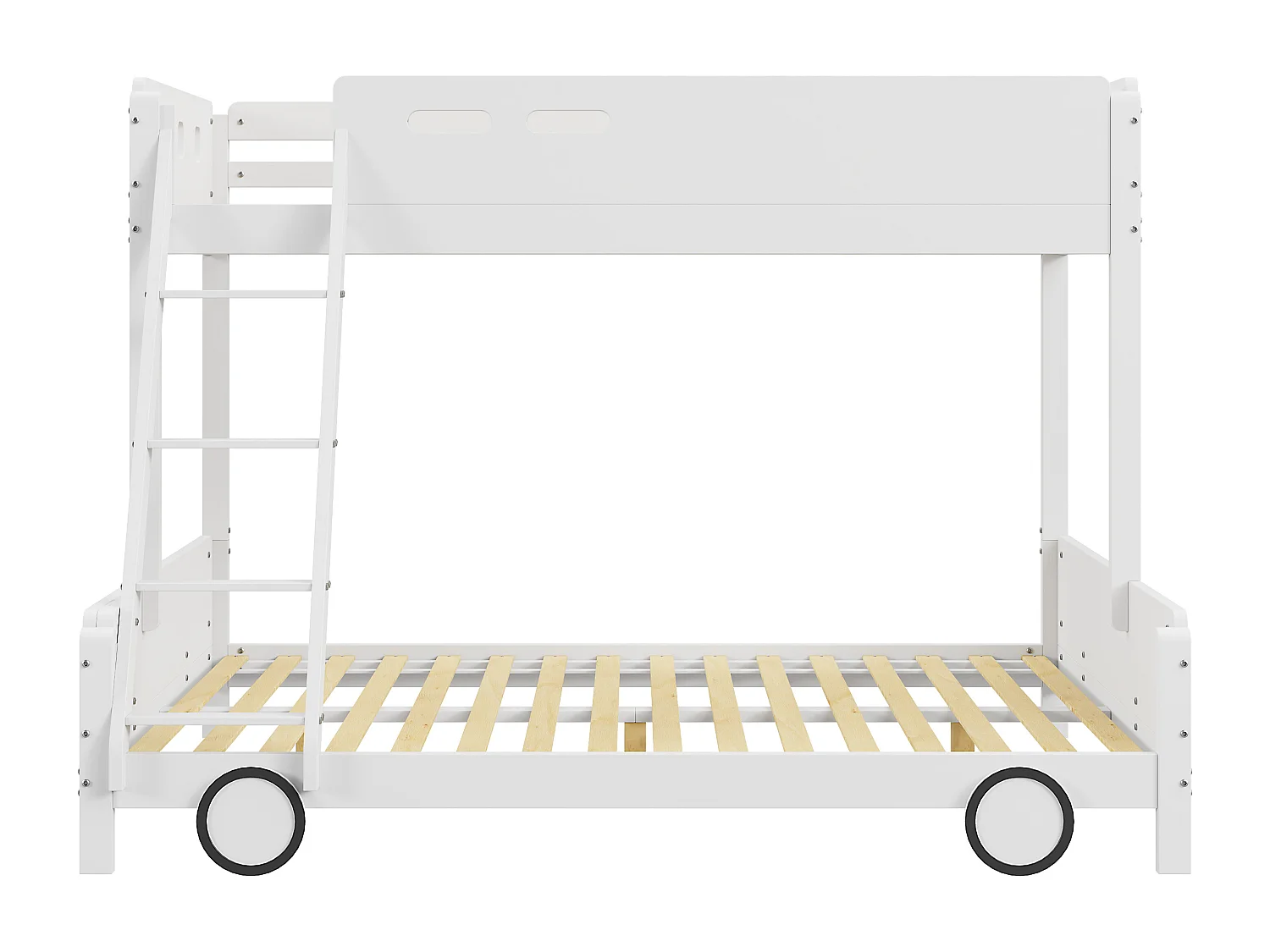 Lits superposés 90 x 200 cm + 140 x 200 cm avec échelle - bois massif - blanc