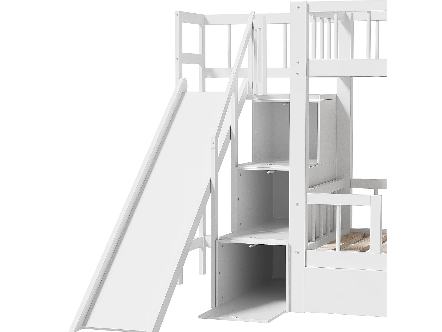 Våningssängar 2 x 90 x 200 cm med 2 lådor och utdrag - massivt trä - vit