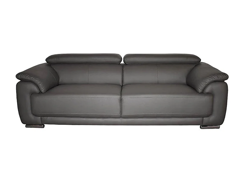 Canapé 3 places en cuir MARJORIE - Gris - Angle Droit