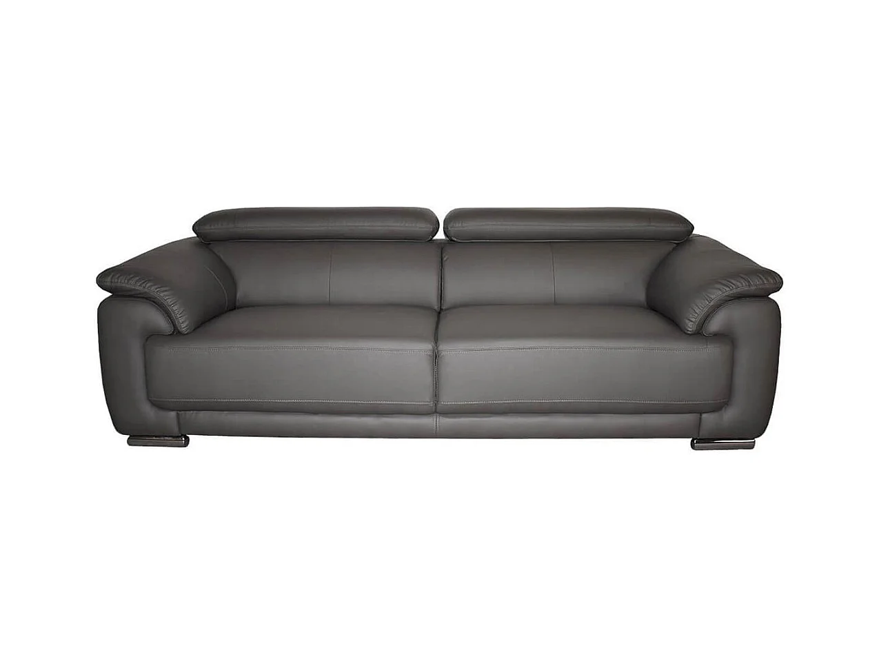 Canapé 3 places en cuir MARJORIE - Gris - Angle Droit